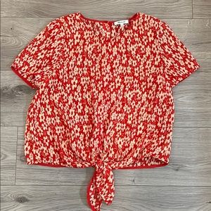Red Floral Madewell Blouse